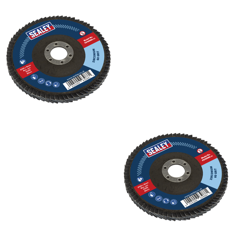 Sealey 100mm Zirconium Flap Disc 60Grit 16mm Bore - FD10060 Trade Quality