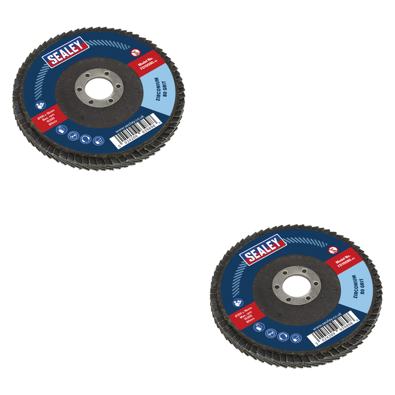 Sealey 100mm Zirconium Flap Disc 80Grit 16mm Bore - FD10080 Trade Quality