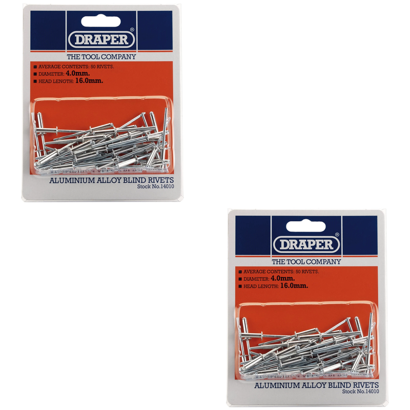 Draper Blind Rivets, 50 Pieces, Aluminium with Steel Mandrel