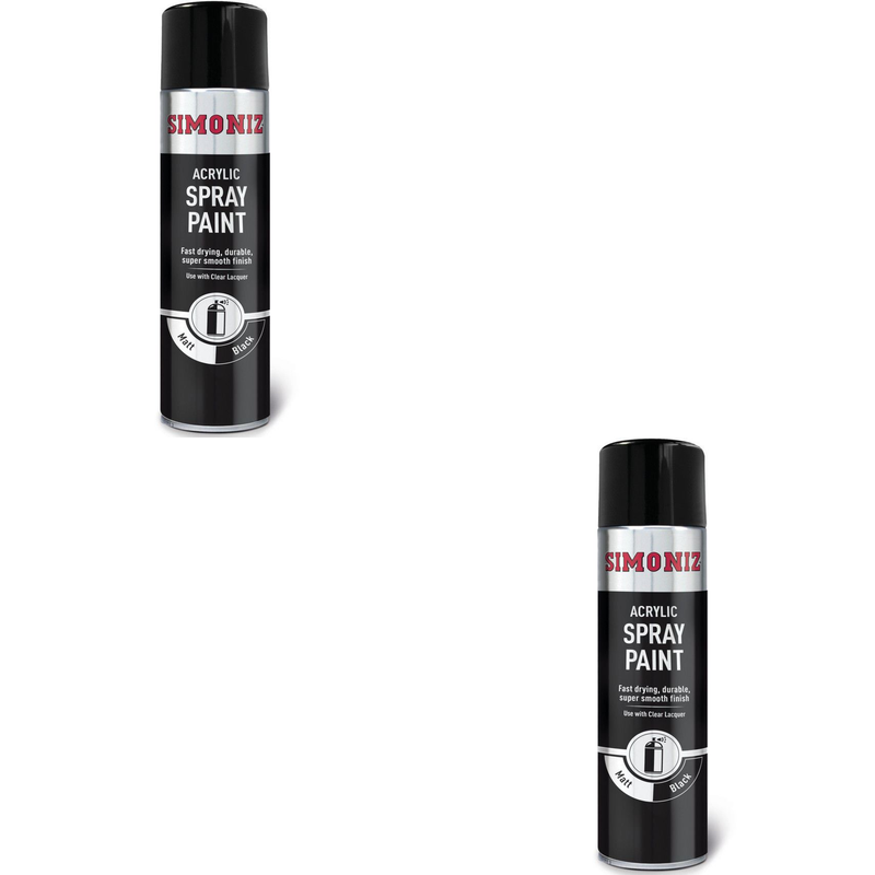 Simoniz Large Matt Black Acrylic Aerosol Spray Paint 500ml