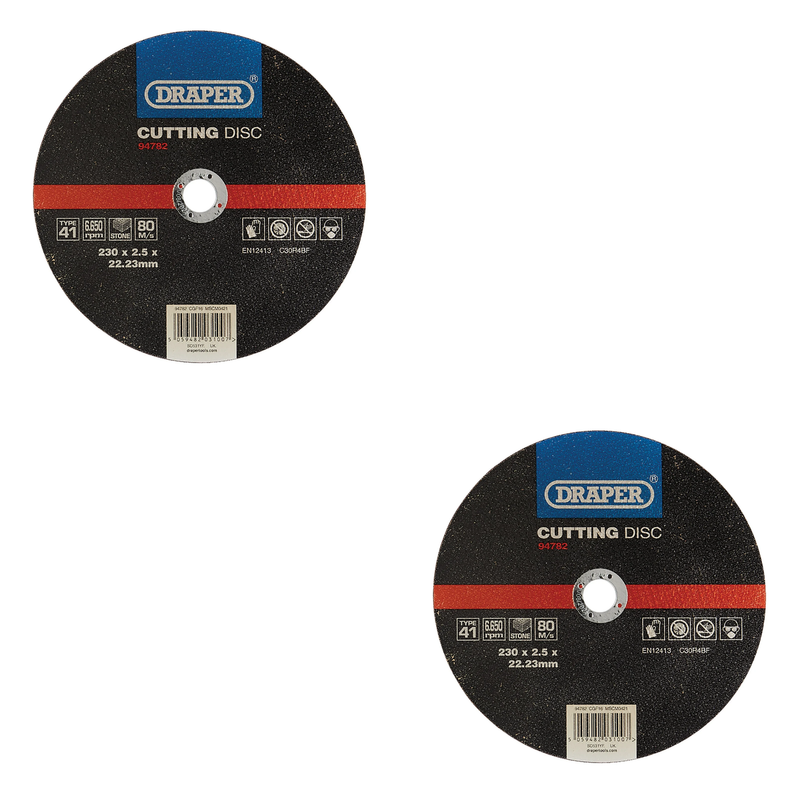 Draper Flat Stone Cutting Disc 230mm - Multi-Pack Options