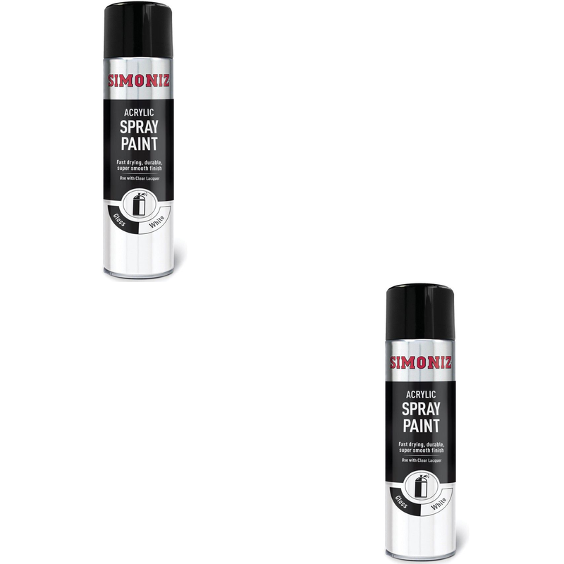 Simoniz Large Gloss White Acrylic Aerosol Spray Paint 500ml