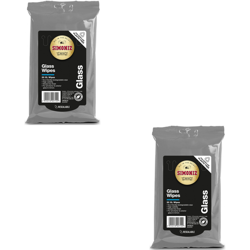 Simoniz Car Glass Wipes - Pack of 20, Eco-Friendly