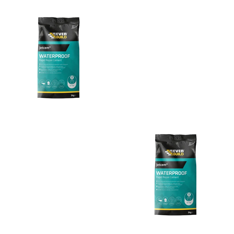 Everbuild Sika 4pc Jetcem Waterproofing Rapid Set Cement (Single 3kg Pack) kit
