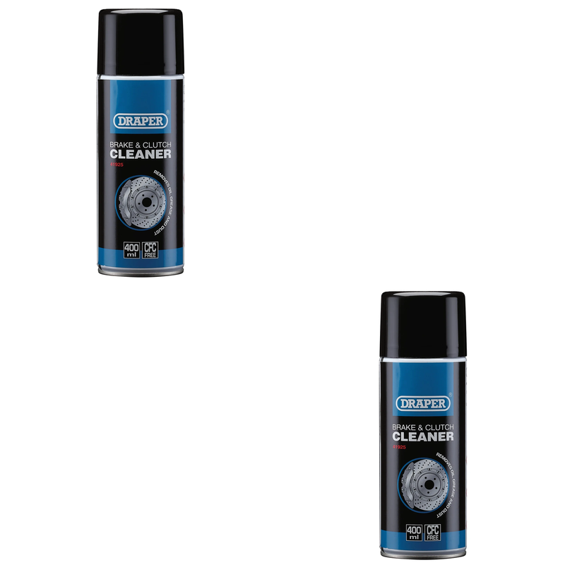 Draper Brake and Clutch Cleaner Spray, 400ml - Multi-Pack Options