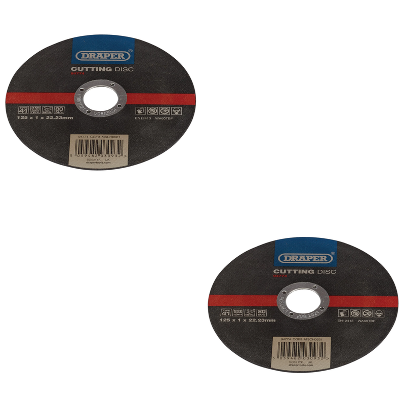 Draper Metal Cutting Disc, 125mm x 1mm x 22.23mm - CGF9