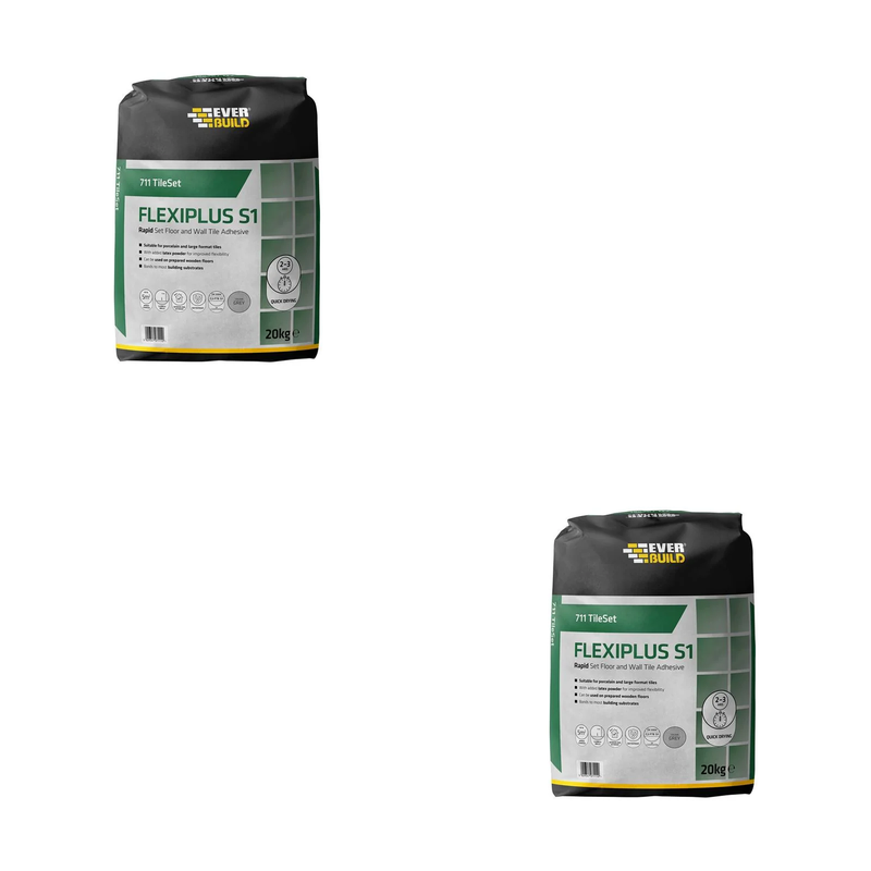Everbuild Sika 711 TileSet Flexiplus Tile Adhesive Grey 20kg - 486660