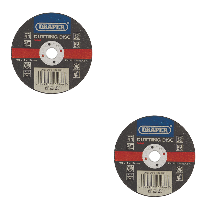 Draper Metal Cutting Disc, 75mm, Pack Options Available