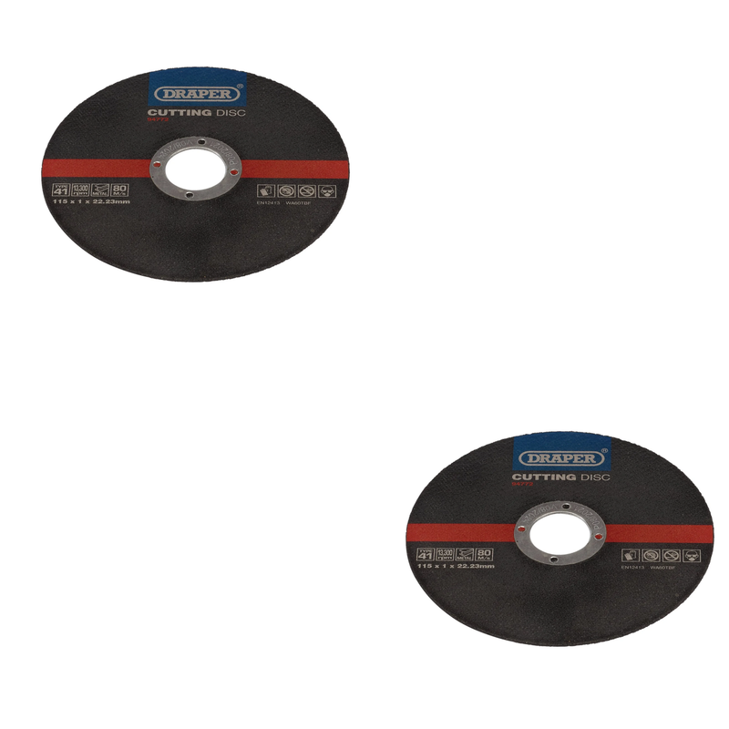 Draper Metal Cutting Discs, 115mm x 1mm x 22.23mm - Pack of 100