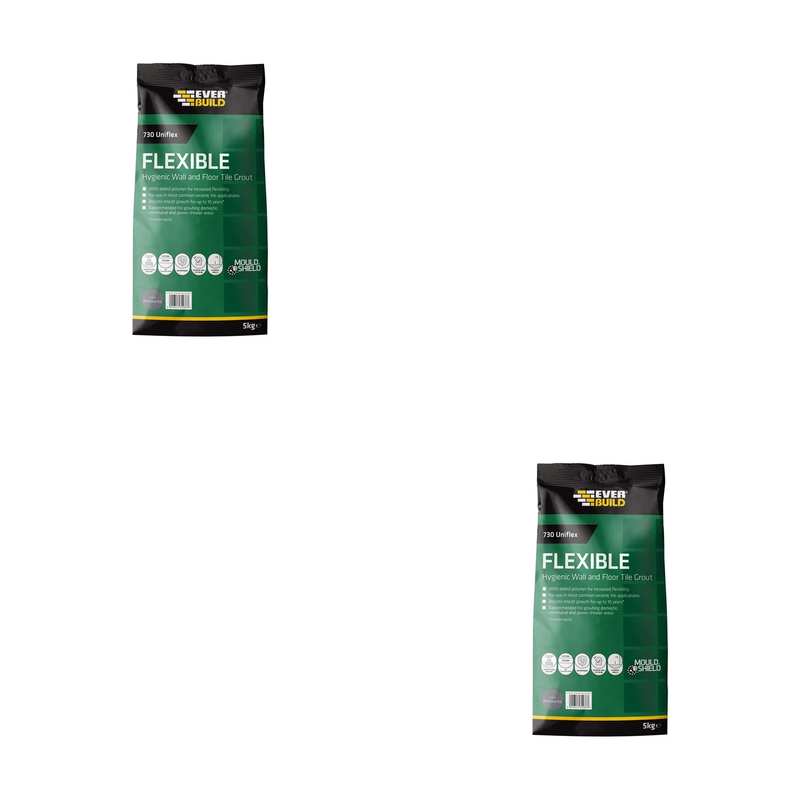 Everbuild Sika 730 Uniflex Hygienic Tile Grout Anthracite 5kg - 486045