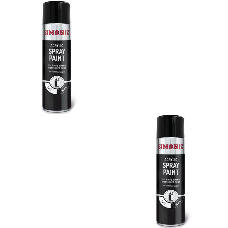 Simoniz Large Satin Black Acrylic Aerosol Spray Paint 500ml