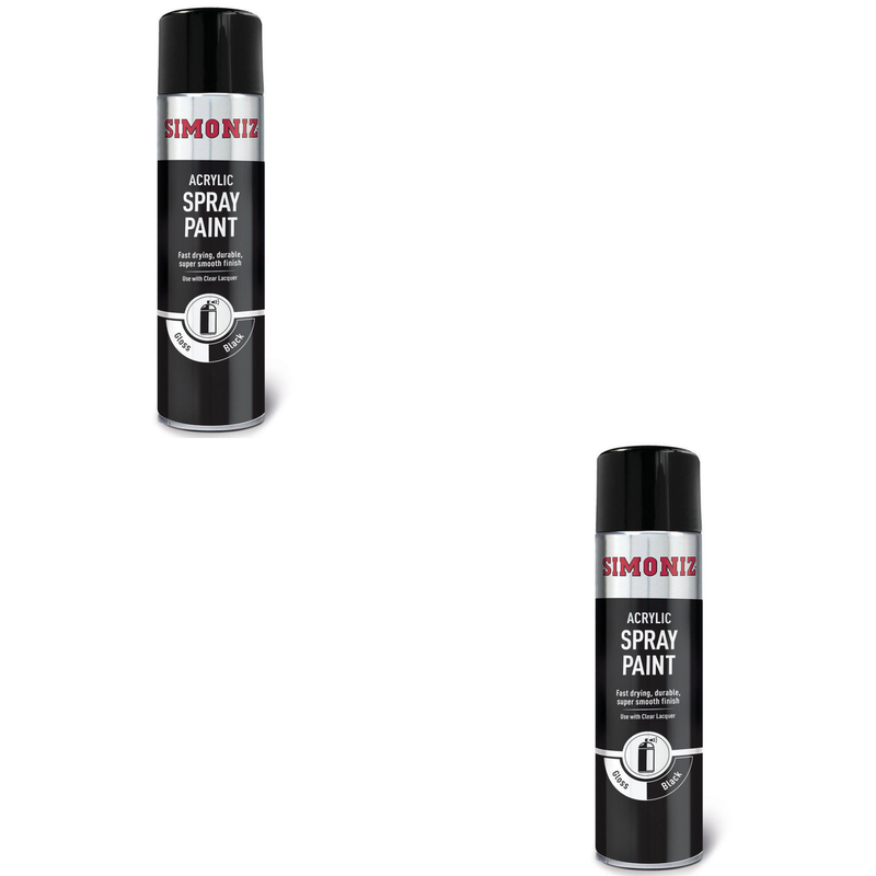 Simoniz Large Gloss Black Acrylic Spray Paint 500ml SIMP15D