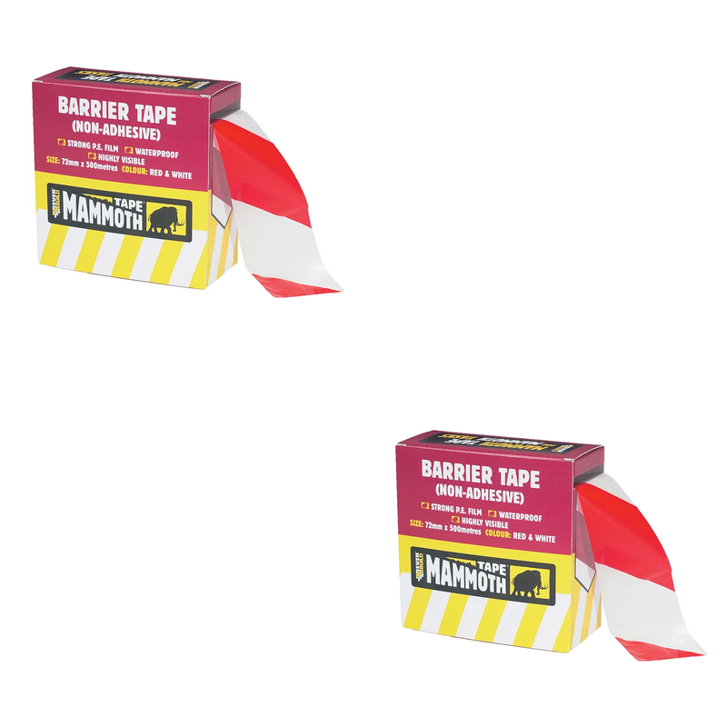 Everbuild Sika Mammoth Barrier Tape Red/White 72mm x 500m - 482932