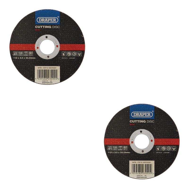 Draper Flat Stone Cutting Disc, 115mm x 2.5mm - CGF15