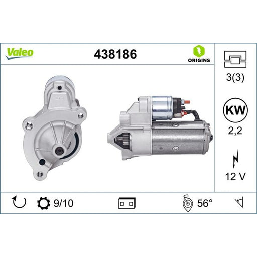 Valeo Starter Motor 12V 2.2kW Teeth 438186
