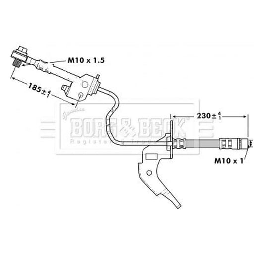 Borg & Beck Brake Hydraulic Hose Line Rear Right BBH7122