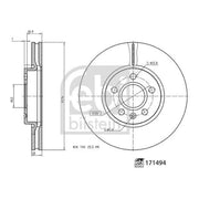 Febi 2 x Internally Vented Front Brake Discs 171494