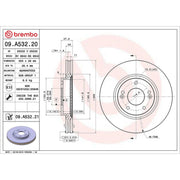 Brembo 2 x Internally Vented Front Brake Discs 09.A532.21