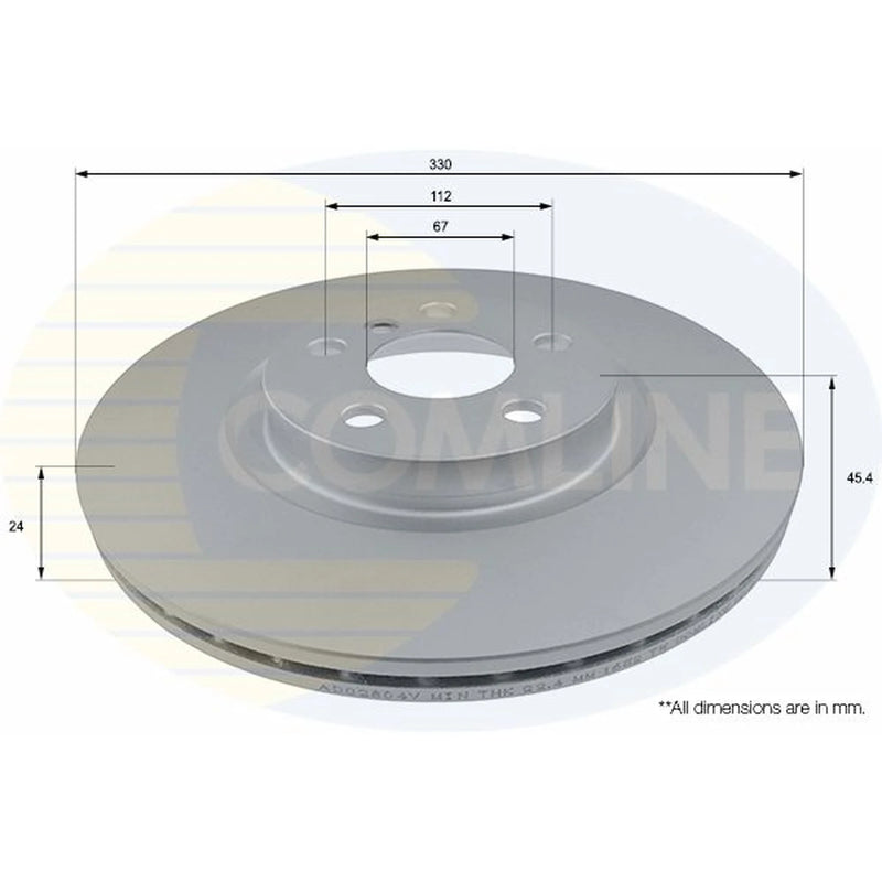 Comline 2 x Internally Vented Front Brake Discs ADC2804V