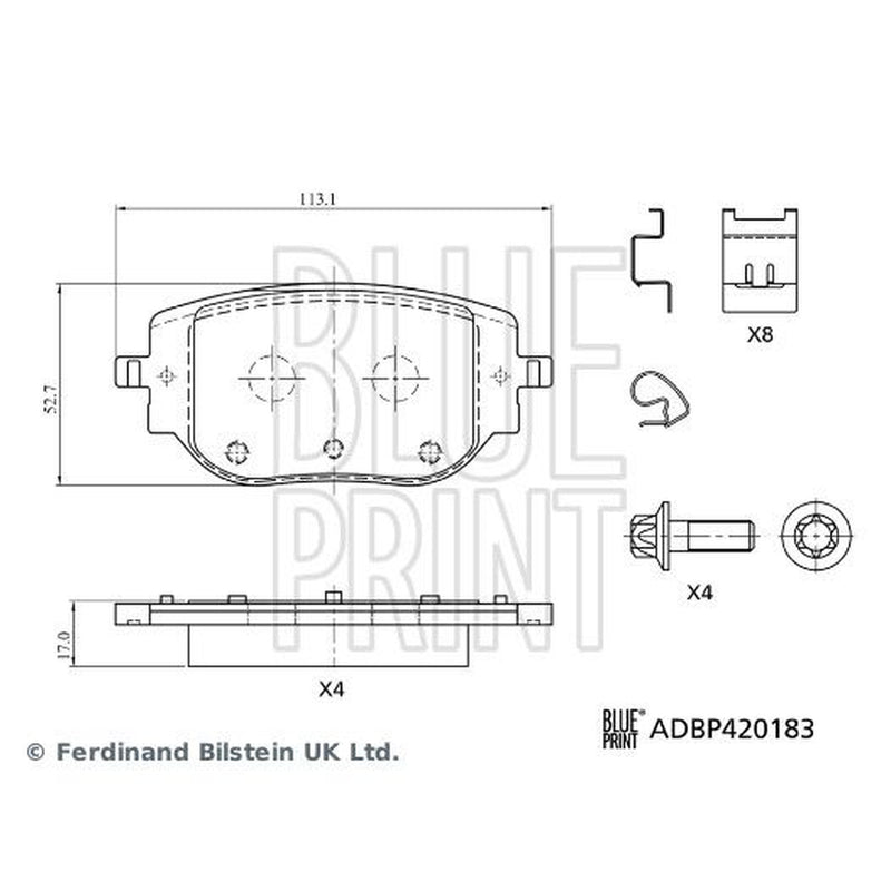 Blue Print Rear Brake Pad Set ADBP420183