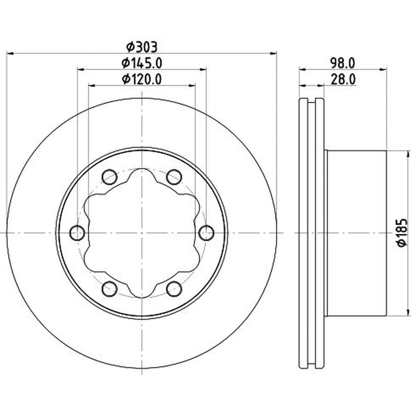 DON 2 x Internally Vented Rear Brake Discs PCD22821