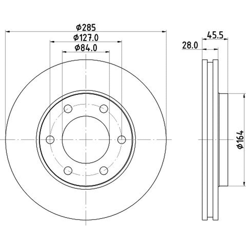 DON 2 x Internally Vented Front Brake Discs PCD18262