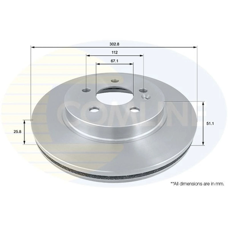 Comline 2 x Internally Vented Front Brake Discs ADC1630V