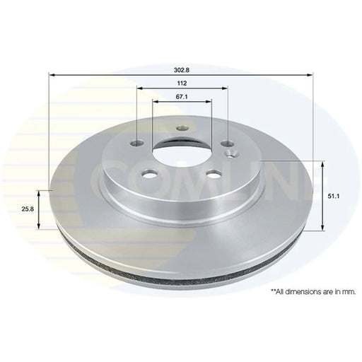 Comline 2 x Internally Vented Front Brake Discs ADC1630V