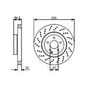 Bosch 2 x Vented Front Brake Discs 0 986 479 413