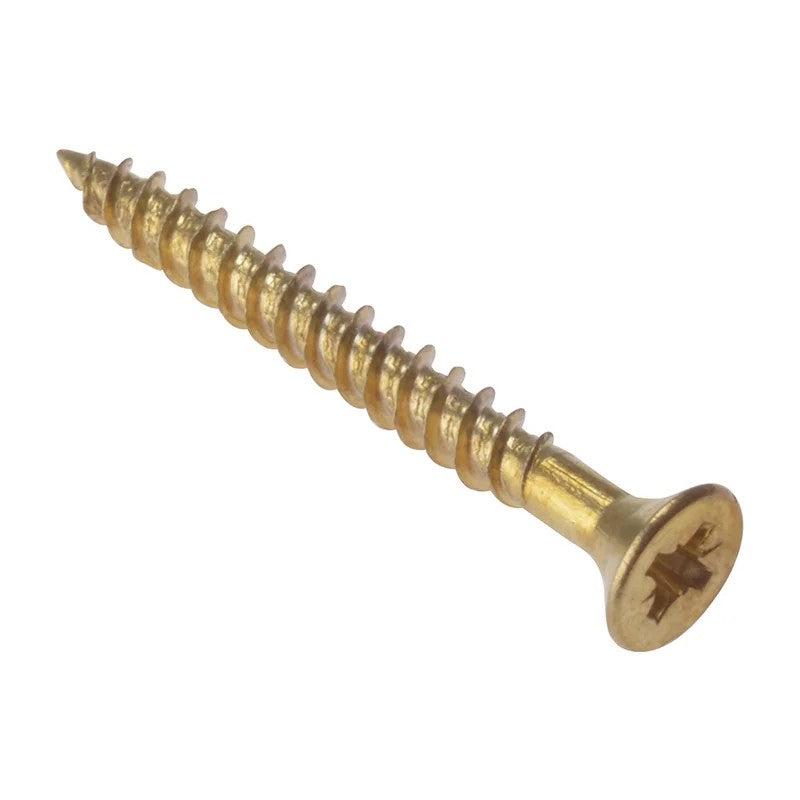 ForgeFix General Purpose Pozi Compatible Screw CSK TT Electro Brass 1.1/2in x 8