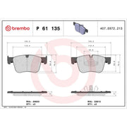 Brembo 4 x Front Brake Pad Set P61135