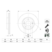 Bosch 2 x Vented Brake Discs 0 986 479 F36