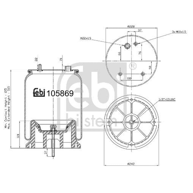 Febi Air Suspension Bellow 242mm 105869