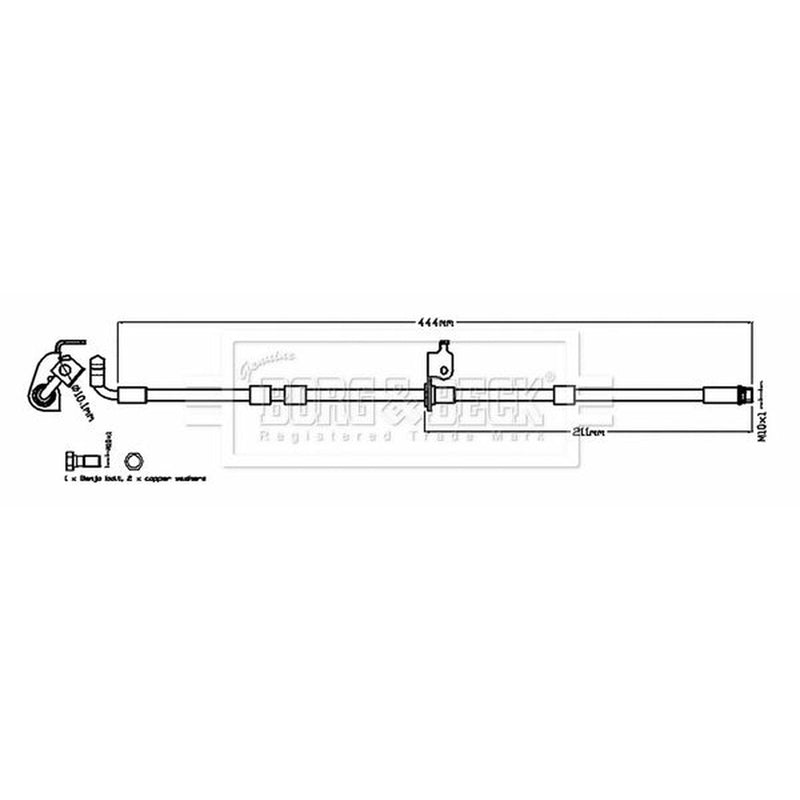 Borg & Beck Brake Hydraulic Hose Line Front Right BBH8783