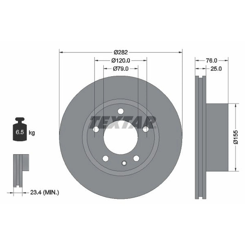 Textar 2 x Vented Front Brake Discs 92026700