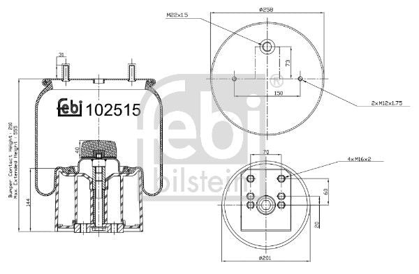 Febi Air Suspension Bellow 201mm