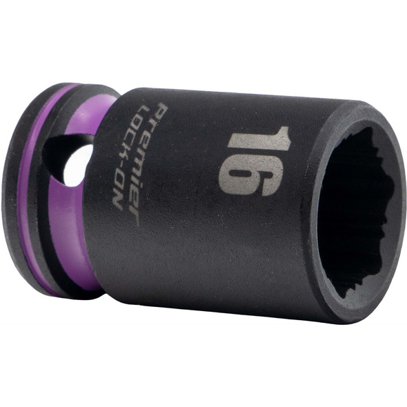 Sealey 1/2"Dr Lock-On Impact Socket 16mm (Violet Coded Ring)