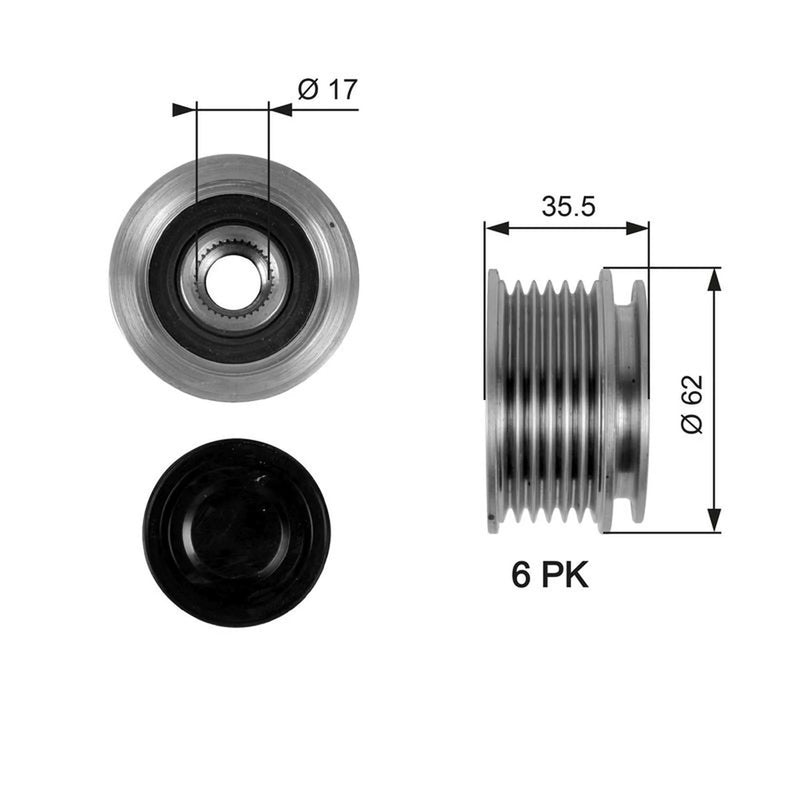 Gates Alternator Overrunning Freewheel Clutch OAP7044
