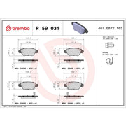 Brembo 4 x Rear Brake Pad Set P59031
