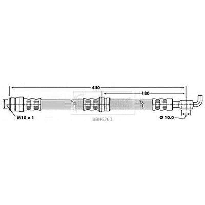 Borg & Beck Brake Hydraulic Hose Line Front Left BBH6363