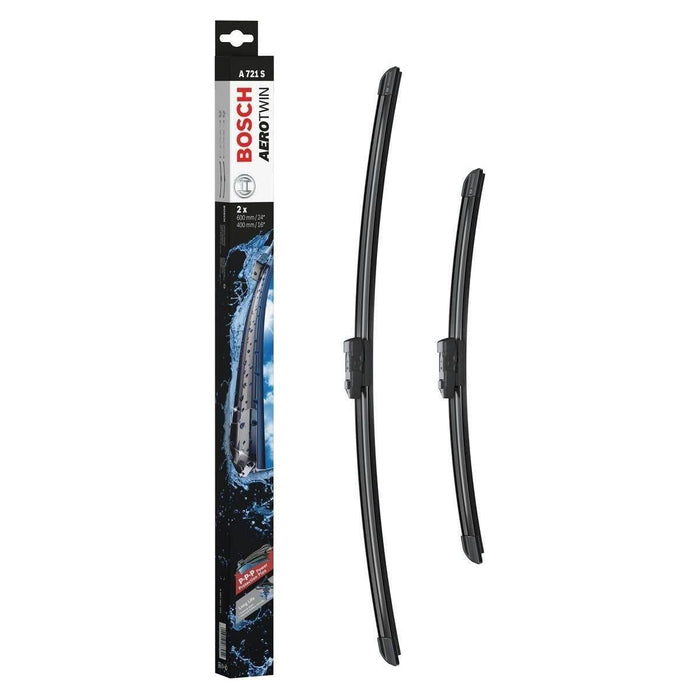 Bosch Aerotwin Flat Blade 600/400 A721S Front Windscreen Wiper Blades Pair Set Bosch  - Town Parts