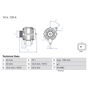 Bosch Car Alternator 12V 0 986 085 240
