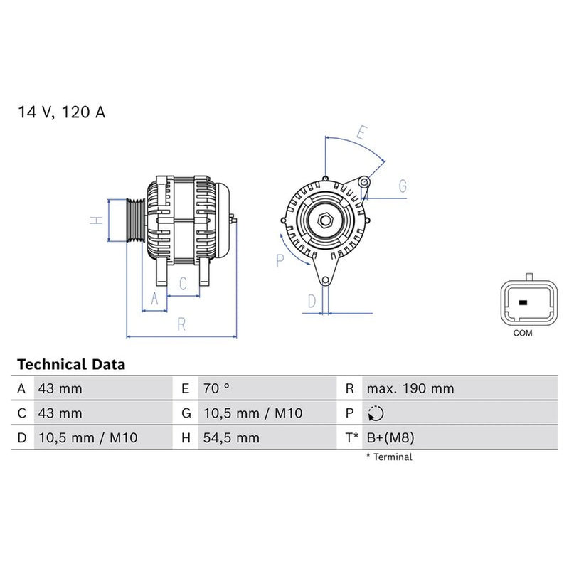 Bosch Car Alternator 12V 0 986 085 240
