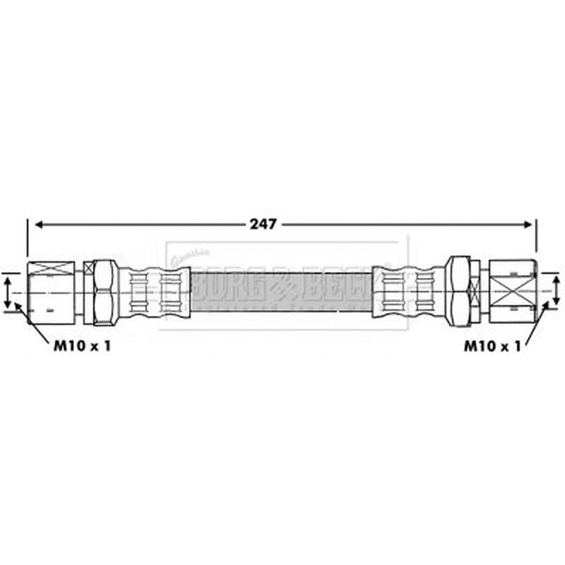 Borg & Beck Brake Hydraulic Hose Line Rear BBH6945