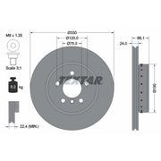 Textar 2 x Two-Piece Front Brake Disc Brake Discs 92265825