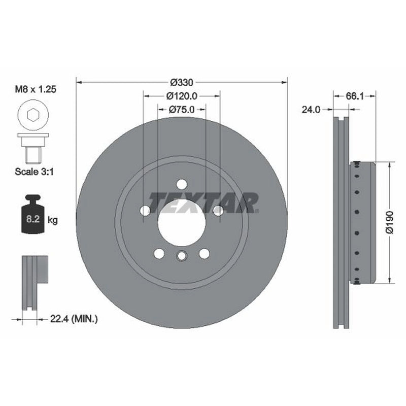 Textar 2 x Two-Piece Front Brake Disc Brake Discs 92265825
