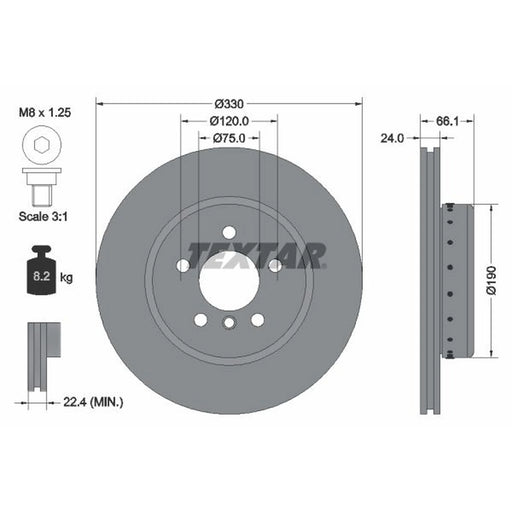 Textar 2 x Two-Piece Front Brake Disc Brake Discs 92265825