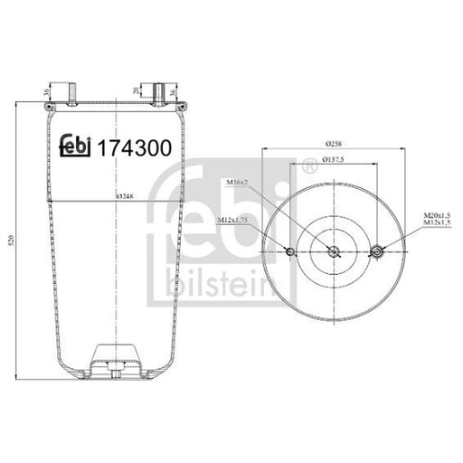 Febi Air Suspension Bellow 157mm 174301
