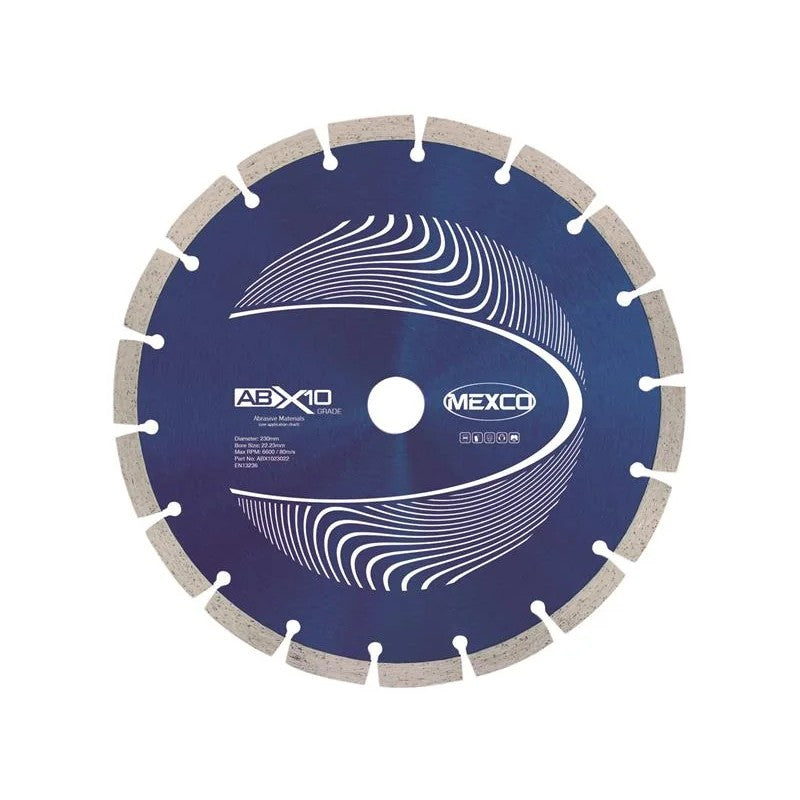 MEXCO Abrasive Materials X10 Grade Diamond Blade 230 x 22mm - ABX1023022