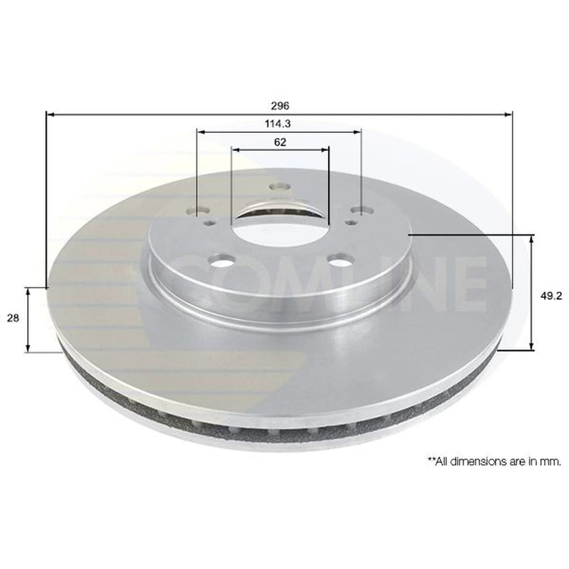 Comline 2 x Internally Vented Front Brake Discs ADC01112V